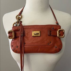 Chloe reddish orange leather mini pouch